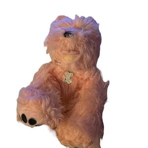 Build a bear pink Terrier dog with rhinestone collar and tag   Retired 2010